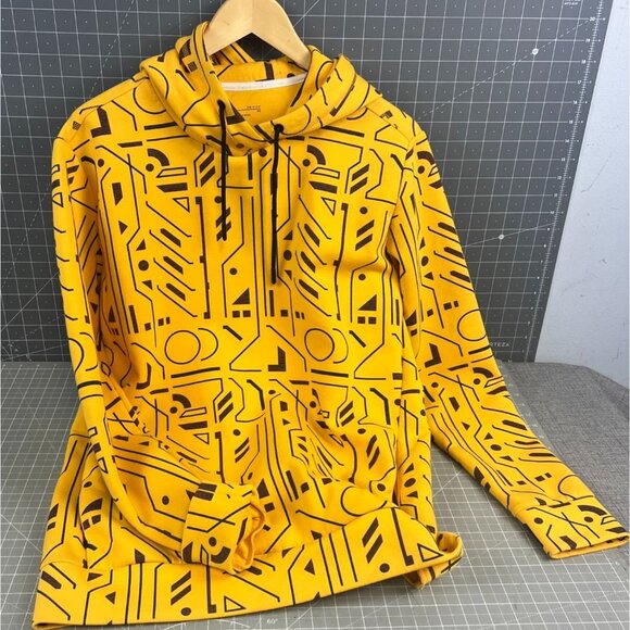 Under Armour Yellow Geometric Circuit?? Pattern Hoodie SZ. Small vg++ - Picture 8 of 9